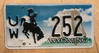 University Of Wyoming Collegiate License Plate " Uw 252 " Wy Cowboys Laramie