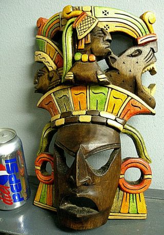 Vintage Hand Carved & Painted Exotic African Tribal Mask Wooden Africa