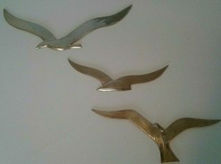 Birds In Flight Brass Vintage Jere Era Mid Century Modern Wall Decor Nautical