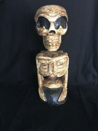 Skull Skeleton Head Wood Carving Statue