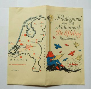Netherlands Park Map Plattegrond Van Het Natuurpark De Efteling Kaatsheuvel 1960