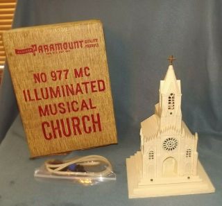 Vintage Paramount Raylite Cathedral Illuminated Musical Church