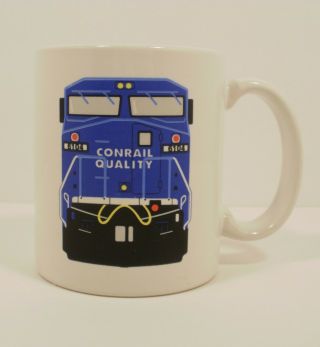 Vintage Pair Porcelain Coffee Mugs Conrail Railroad