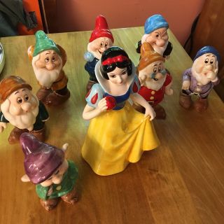 Vintage Snow White And The Seven Dwarves Porcelain Set