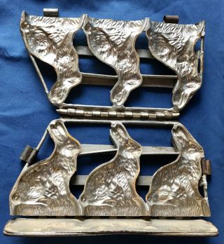 Antique 3 Easter Bunny / Rabbit Chocolate Mold Anton Reich