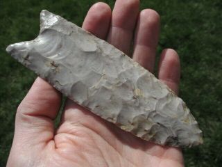 Authentic Huge 5 1/2 " Fluted Paleo Clovis Arrowhead Found In Union Co.  Indiana