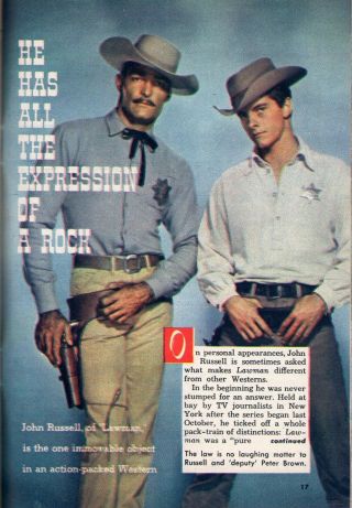 1959 Tv Article The Lawman Western Series John Russell & Peter Brown 3 Pages