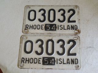 1954 Rhode Island License Plate Pair O 3032