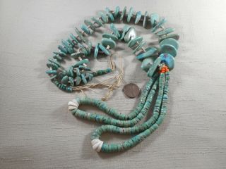 Old Santo Domingo Nugget Necklace With Long Jaclas Natural Turquoise