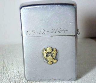 Korean WAR era,  STEEL Zippo US Military Lighter,  Vtg 1951 - 52,  PAT.  2032695 3