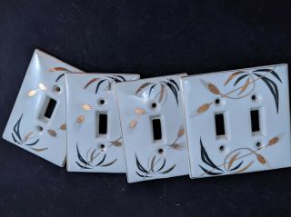 1960s Kelvin Porcelain Wall Outlet Switchplates - Set Of Four - Mod Mid Century
