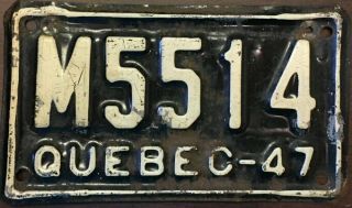 1947 Quebec Motorcycle License Plate