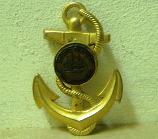 Rare Vintage Mystic Seaport Pin Anchor Uss Constitution Travel Souvenir Ct