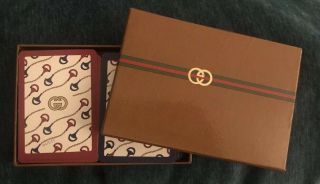 Gucci 2 Decks Of Playing Cards ♧ Red & Blue ♡ Very Rare Box
