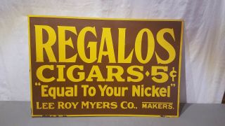 Vintage Regalos Cigars 5 Cent Double Sided Flanged Sign