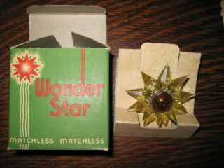 1930s Matchless Wonder Double Star Yellow/gold Christmas Light W/ Box