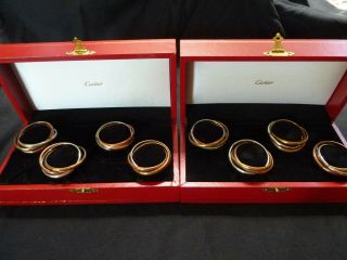 Cartier Trinity Tri - Color Napkin Rings Set Of 8 (2 Boxes)