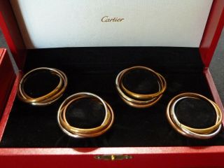 CARTIER TRINITY Tri - Color Napkin Rings Set of 8 (2 boxes) 3