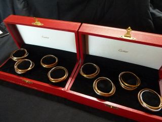 CARTIER TRINITY Tri - Color Napkin Rings Set of 8 (2 boxes) 4