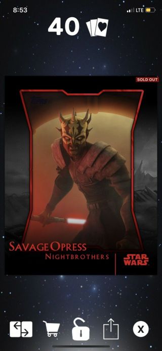 Topps Star Wars Card Trader Red Nightbrothers Series 1 Savage Opress 200cc