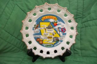 Vintage Collectible Plate Georgia Featuring Landmarks In Colorful Detail