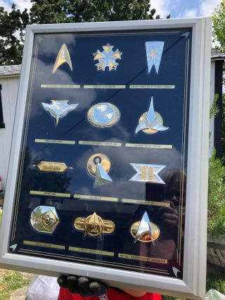 Franklin Star Trek.  925 Sterling Silver & Gold Plated 12 Badge Insignia Set