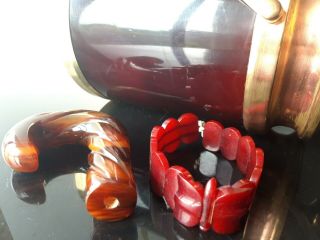 Old bakelite cherry handyman bracelet art deco container 2