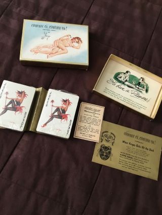1940s Complete Gift Boxed Double Set Of Vargas Girl Playing Cards Pin - up 3