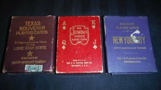 Early ✔new York City & Texas Tax Stamped Souvenir Playing Cards,  ✔jumbo Index