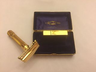 Rare 1934 Gold Plated Gillette Aristocrat Safety Razor - First Tto Razor