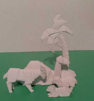 Porcelain Origami (nativity) Additional Figures,  Palm Tree Camel Donkey Sheep