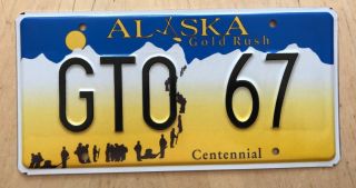 Alaska Vanity License Plate " Gto 67 " 1967 Pontiac Goat Pmd Judge Le Mans