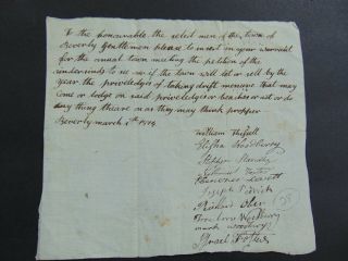 C.  1814 Antique Manuscript Document Signed By Selectmen Of Beverly Massachusetts