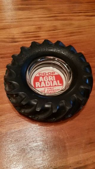 Vintage Co - Op Agri Radial Advertising Ashtray Rubber Tractor Tire Rear Farm Coop
