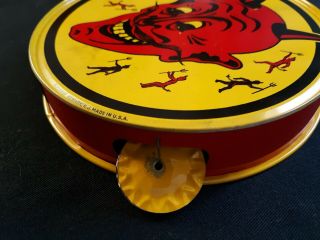 Vintage Tin Litho Halloween Noise Maker Devil Tambourine Kirchhof 3