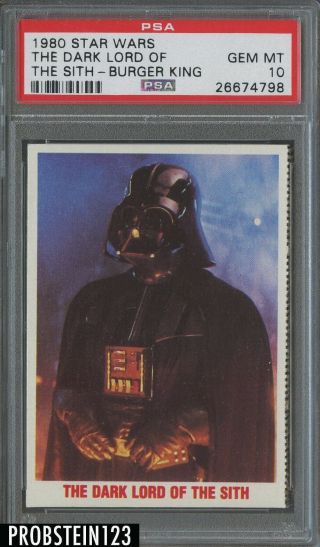 1980 Topps Star Wars Burger King The Dark Lord Of The Sith Psa 10 Gem