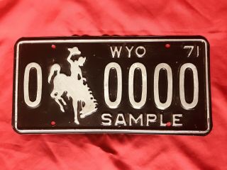 Vintage 1971 - Wyoming Sample License Plate - 0 0000 -
