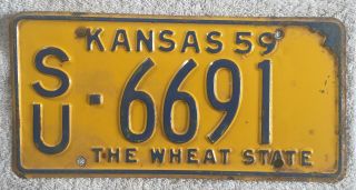 Good Solid Vintage 1959 Kansas License Plate See My Other Plates