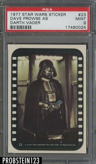 1977 Topps Star Wars Sticker 23 Dave Prowse As Darth Vader Psa 9