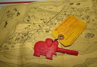 Vintage Bronx Zoo Elephant Trunkey Talking Story Key Ny Zoo Society Nyc & Map