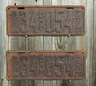 1931 Texas " C M Truck " License Plate Pair Only $35.  00 (inventory Reduction)