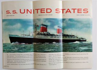 United States Lines - S.  S.  United States Tourist Deck Plan & Passenger List 1960s 2