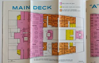 United States Lines - S.  S.  United States Tourist Deck Plan & Passenger List 1960s 4