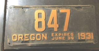 1931 Oregon License Plate Vg 3 Digit Very Little Rust Nr