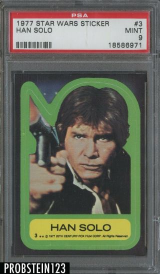 1977 Topps Star Wars Sticker 3 Han Solo Psa 9