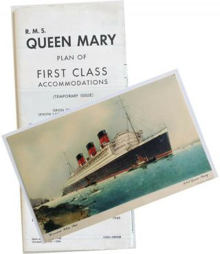 Cunard White Star Line - R.  M.  S.  Queen Mary 1st Class Accommodation Plan,  1948