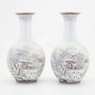A Vases with Snow Scene,  H.  43 cm 2