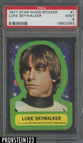 1977 Topps Star Wars Sticker 1 Luke Skywalker Psa 9