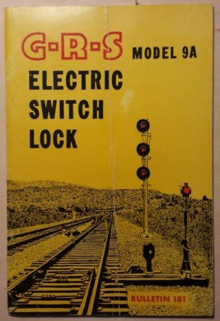 1949 Grs Model 9a Electric Switch Lock Bulletin 181 General Railway Switch Co