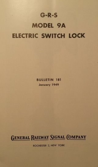 1949 GRS Model 9A Electric Switch Lock Bulletin 181 General Railway Switch Co 2